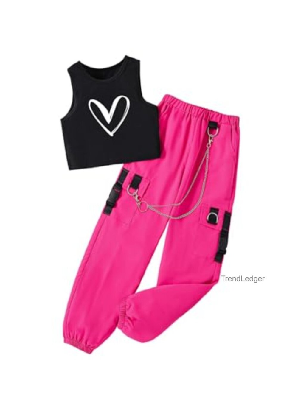 Girl's Sleeveless Crop Tank Top and Cargo Pants Set